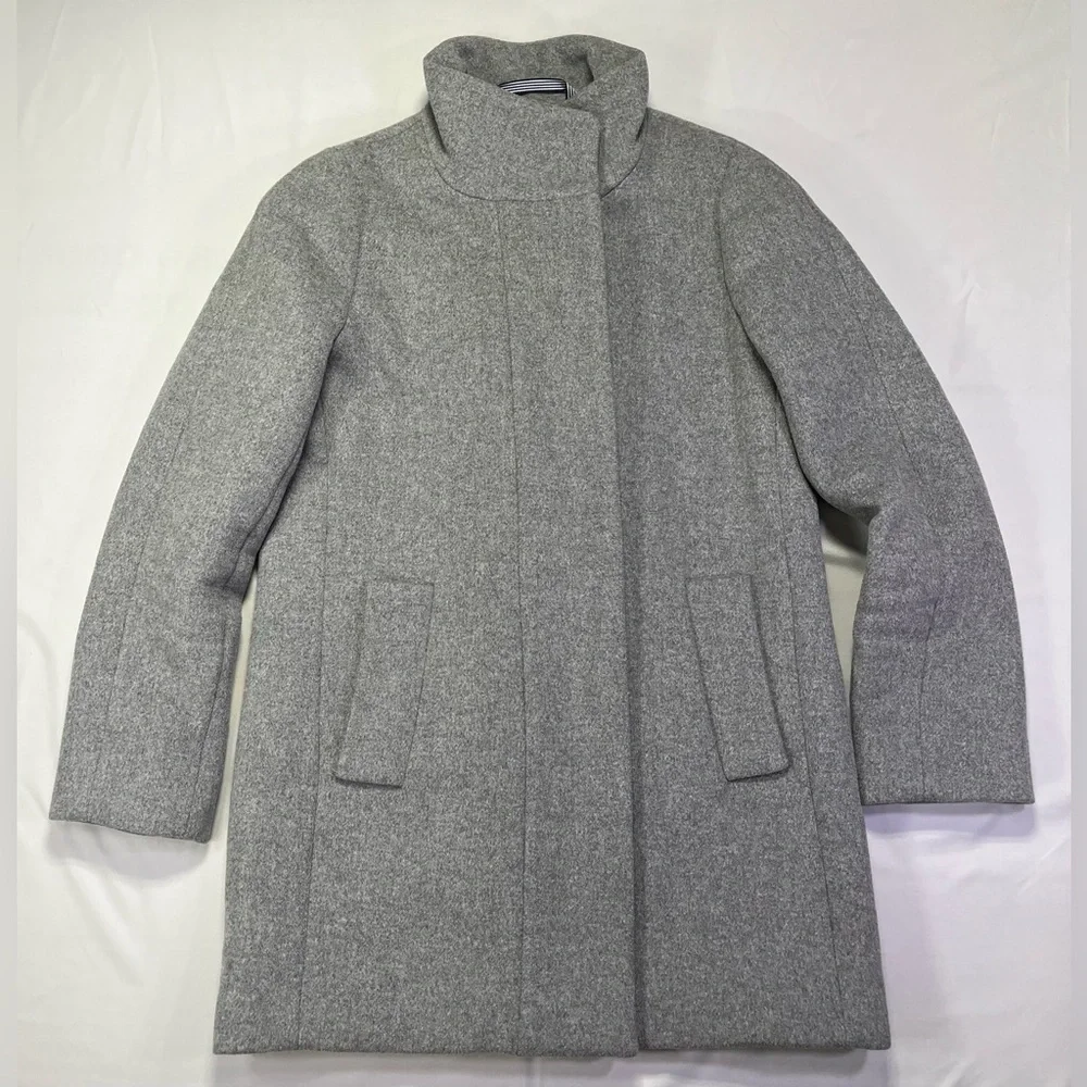 J. Crew Women's City Coat Jacket Classic Heather Gray - 0 Petite EUC - Picture 1 of 10